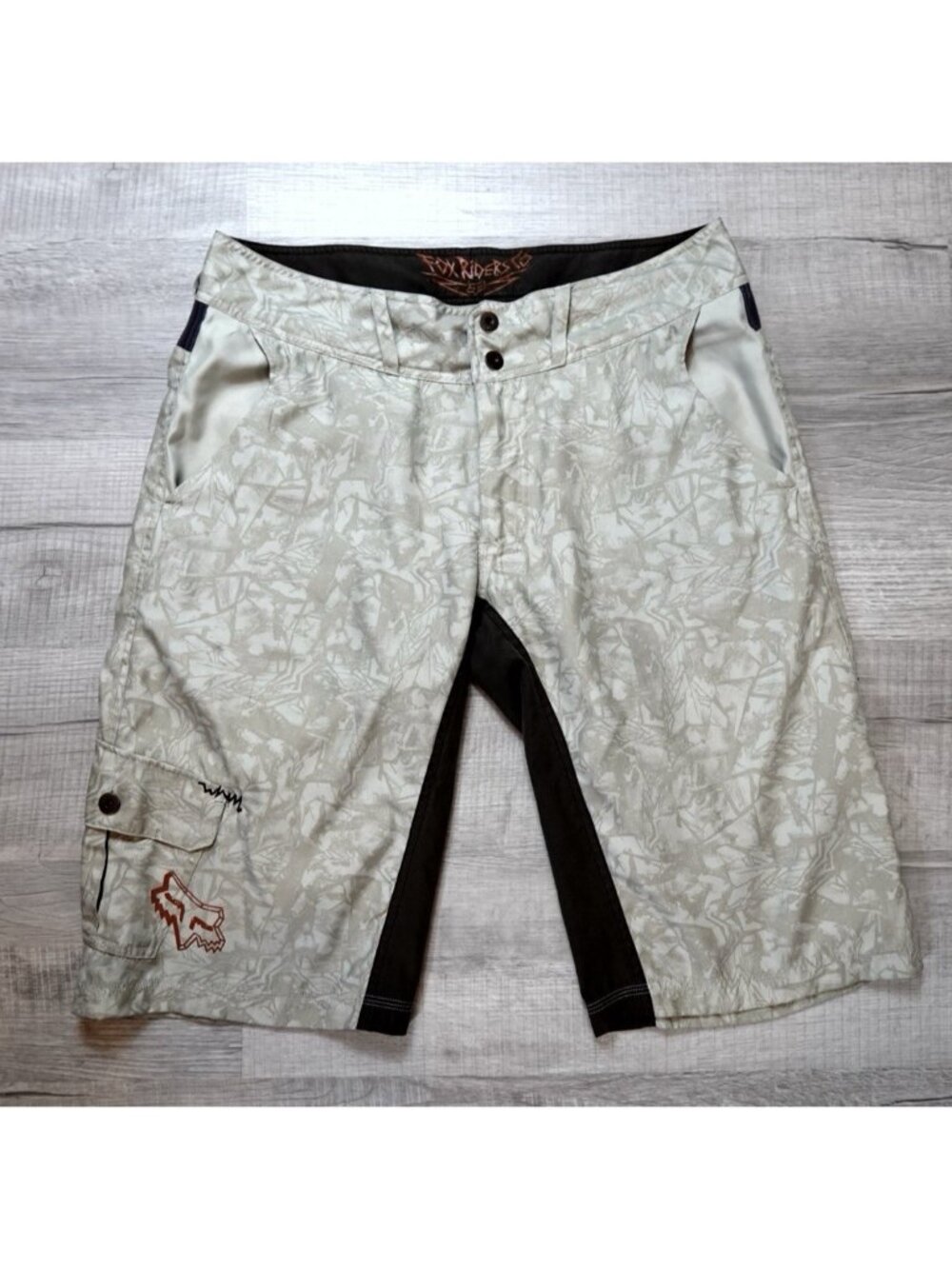 Fox Racing Men’s 36x15" Beige Geometric Pattern Cargo Shorts No Liner RARE